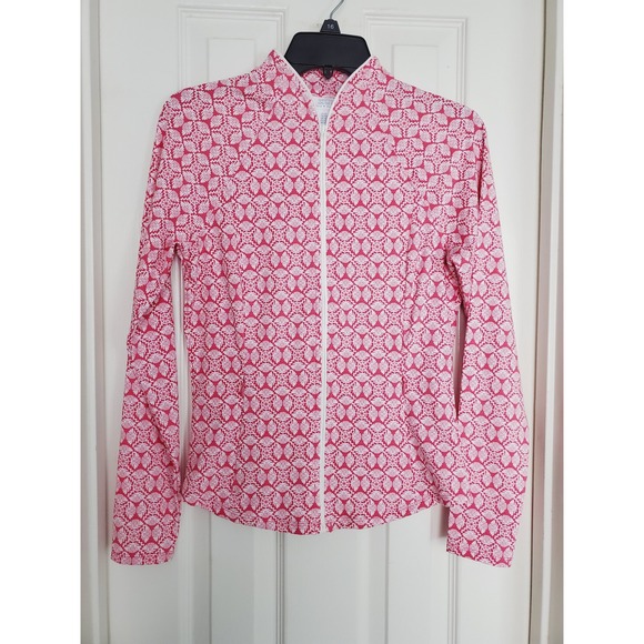 Sigrid Olsen Jackets & Blazers - Sigrid Olsen Golf & Tennis Jacket Pink White Floral Geometric Full Zip XS
